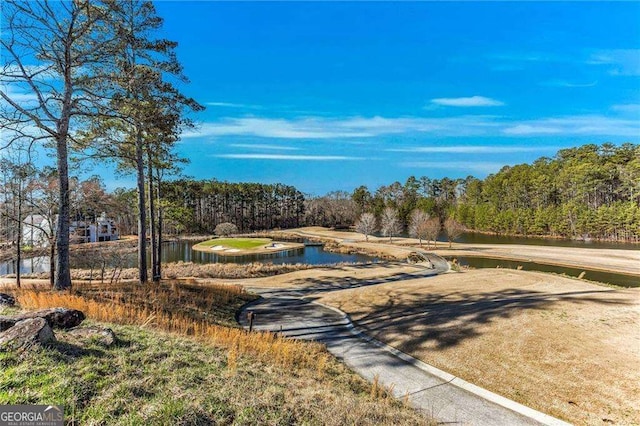 view of property's community with a water view