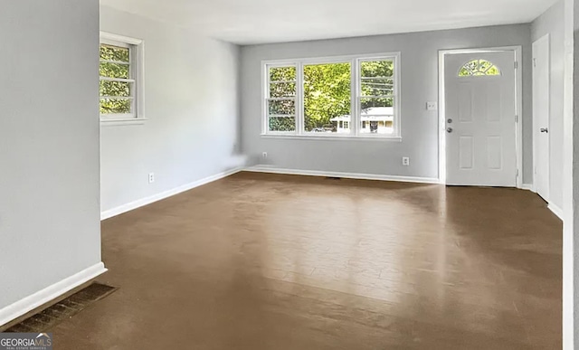 entryway featuring plenty of natural light and dark hardwood / wood-style floors