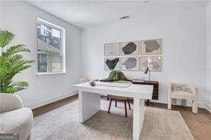 office area featuring hardwood / wood-style floors