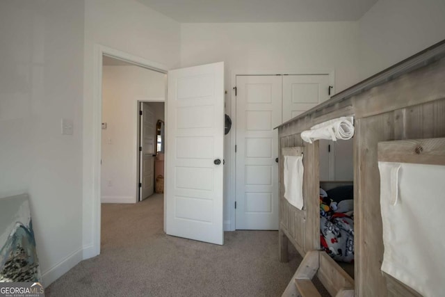 interior space with light colored carpet and a closet