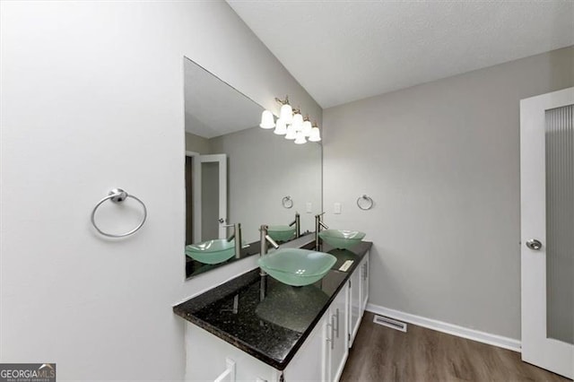 bathroom featuring wood-type flooring and vanity