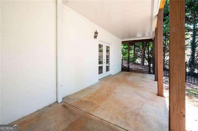 view of patio / terrace featuring french doors