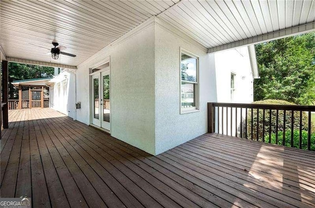 deck featuring ceiling fan