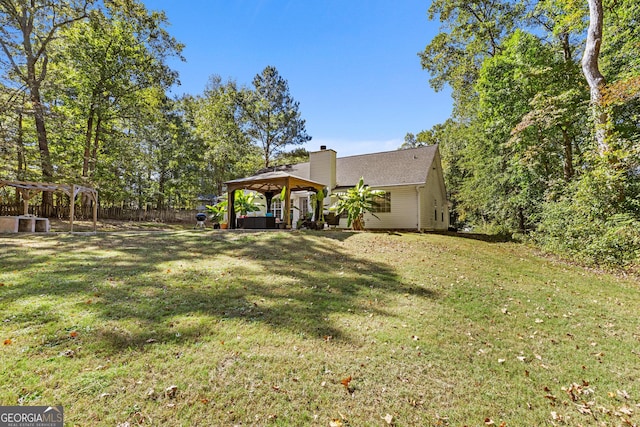 view of yard with a gazebo