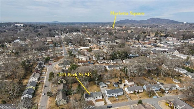 bird's eye view with a mountain view