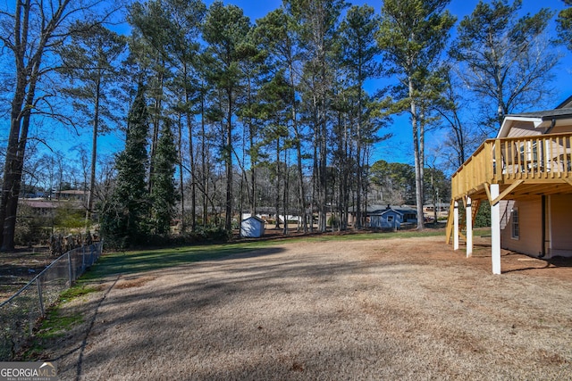 view of yard featuring a deck