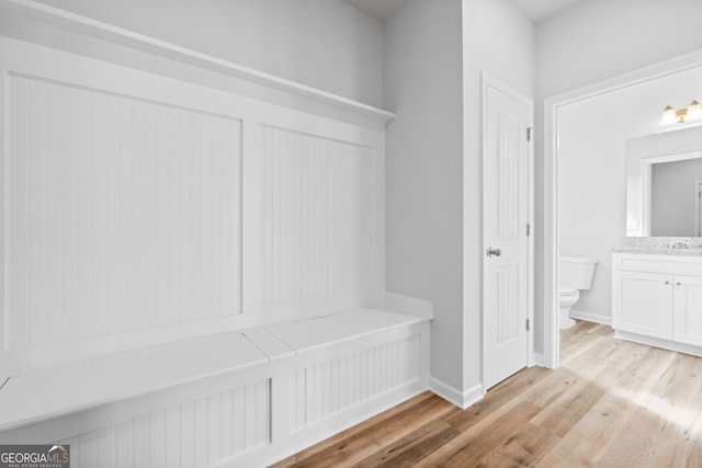 mudroom with light wood-type flooring