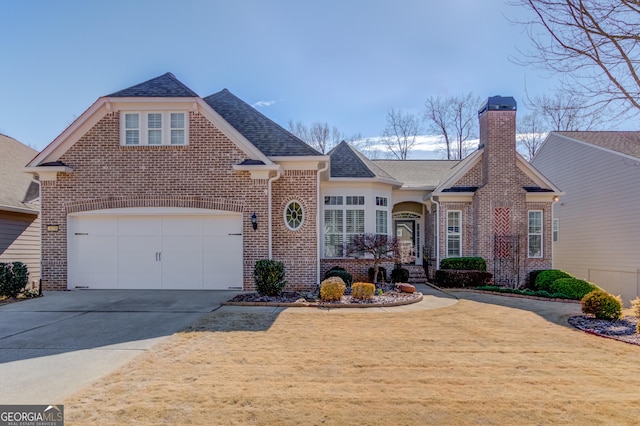 6706 Amherst Dr, Hoschton, GA 30548 - view of front of house with brick siding, driveway, and roof with shingles