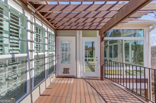 view of unfurnished sunroom