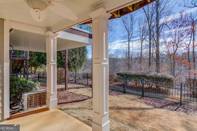 view of patio / terrace with ceiling fan