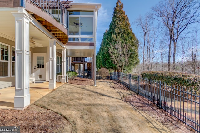 6706 Amherst Dr, Hoschton, GA 30548 - patio / terrace with ceiling fan and a patio area