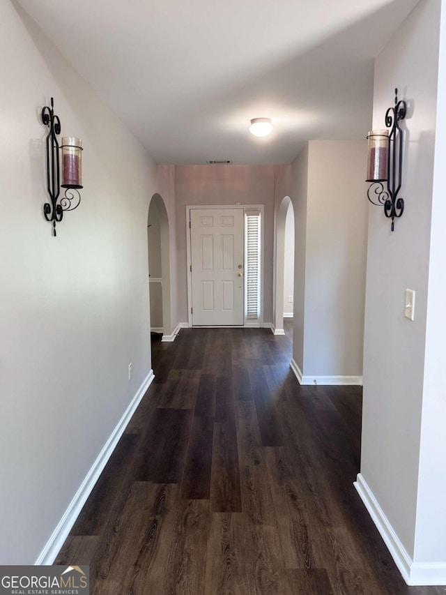 hall featuring dark hardwood / wood-style flooring