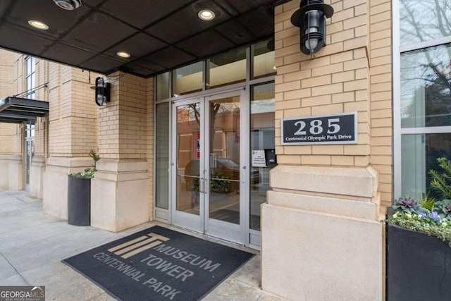 view of exterior entry with french doors