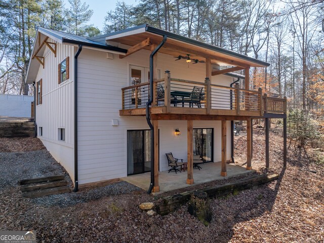 122 Acadia Dr Unit 110, Ellijay, GA 30540 - back of house featuring ceiling fan, a deck, a patio, and metal roof