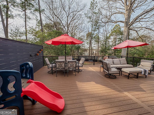 deck with an outdoor living space