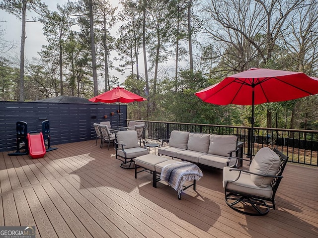 deck featuring an outdoor hangout area