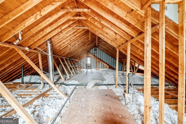 view of unfinished attic