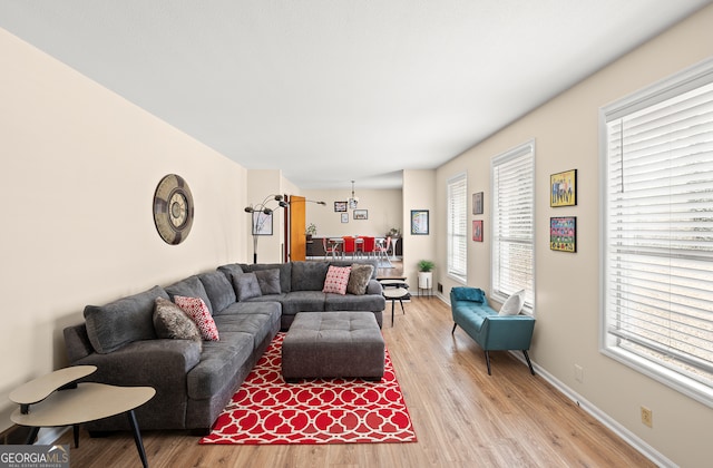 living room featuring light hardwood / wood-style flooring