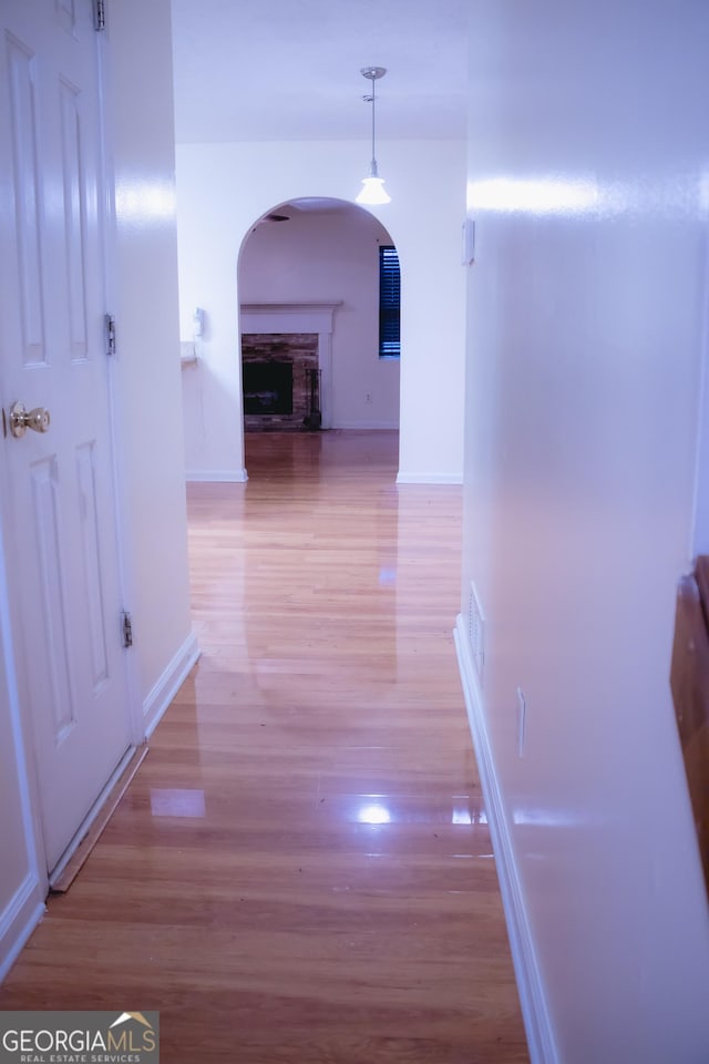 hall featuring light hardwood / wood-style flooring