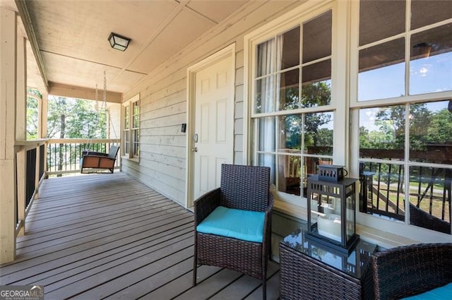 wooden deck with covered porch