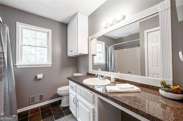 4297 Earney Rd, Woodstock, GA 30188 - full bathroom with vanity, curtained shower, and a textured ceiling