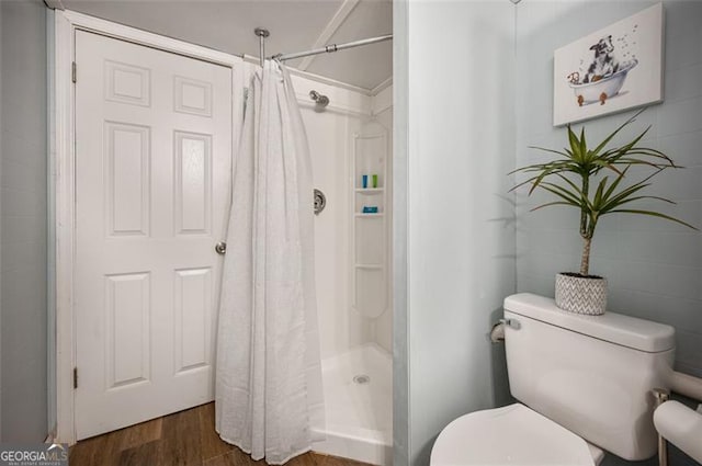 4297 Earney Rd, Woodstock, GA 30188 - bathroom featuring wood finished floors and a shower stall