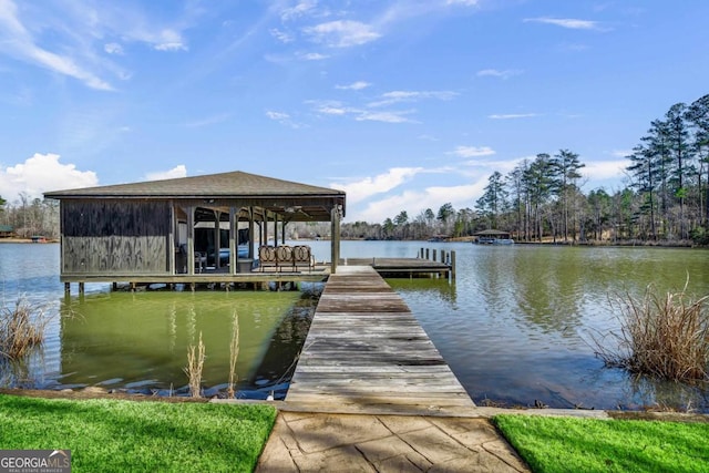 view of dock featuring a water view