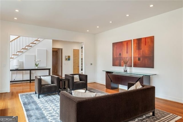 living room with light wood-type flooring