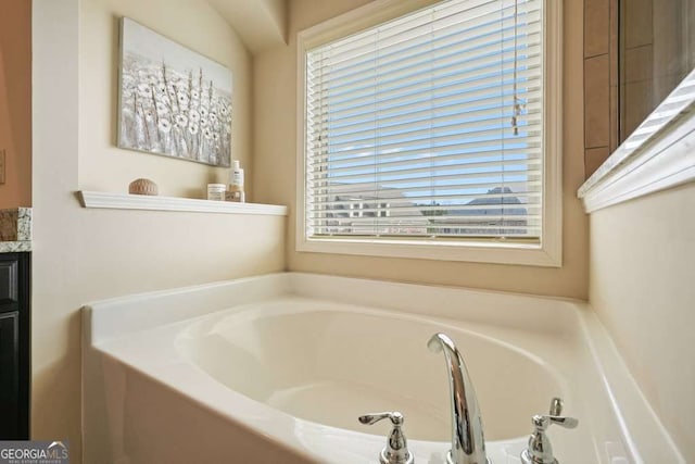 bathroom featuring vanity and a bathtub