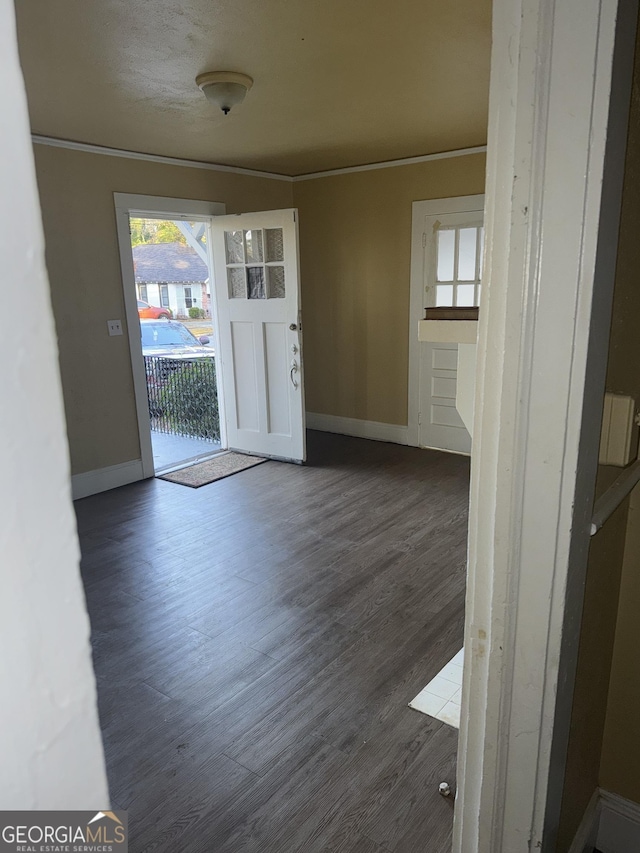 entryway with dark hardwood / wood-style flooring