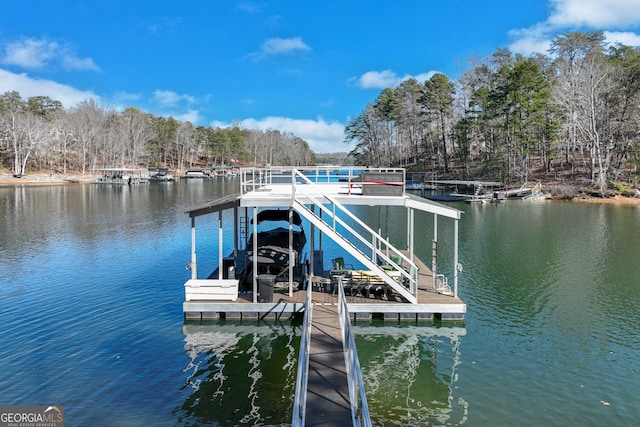 view of dock featuring a water view