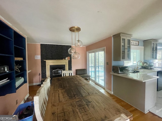 interior space with sink and light wood-type flooring