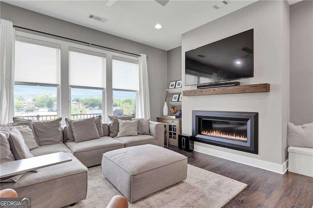 living room featuring wood-type flooring