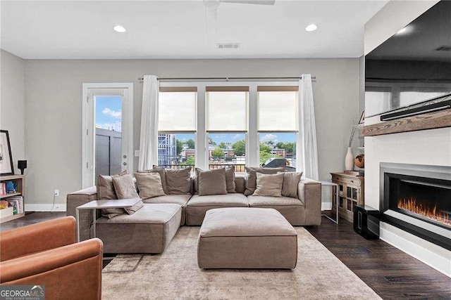 living room featuring hardwood / wood-style flooring