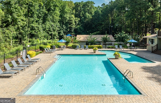 view of pool featuring a patio area