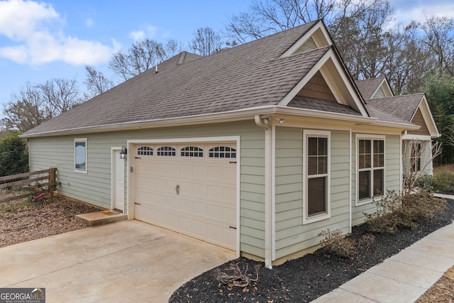 view of home's exterior with a garage