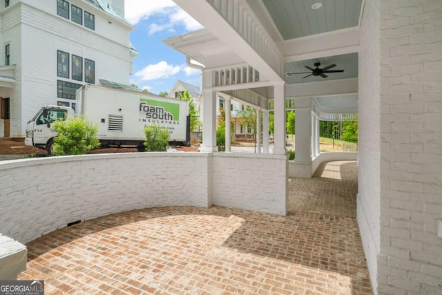 view of patio with ceiling fan