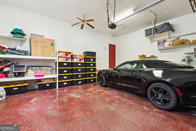 garage with a garage door opener