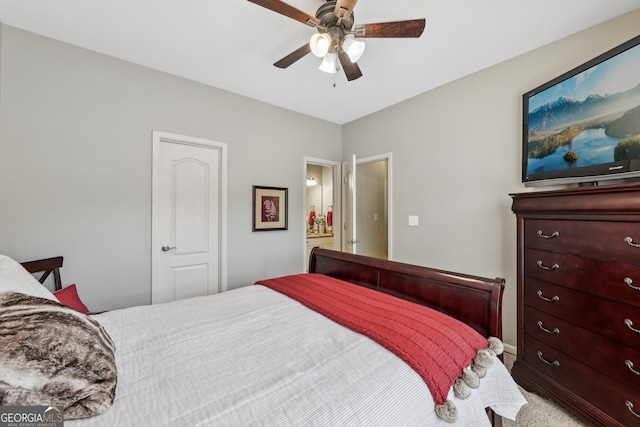 bedroom featuring ceiling fan