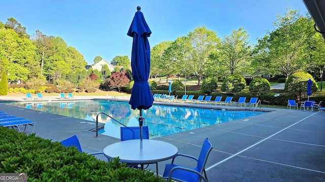 view of pool featuring a patio area