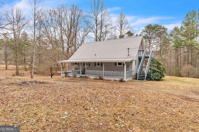 view of front of house with a deck