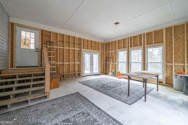 miscellaneous room featuring plenty of natural light and french doors