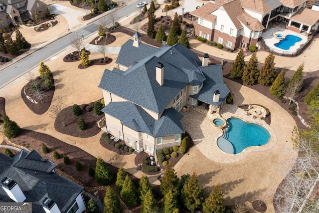 16143 Belford Dr, Alpharetta, GA 30004 - aerial view of residential area featuring a pool area