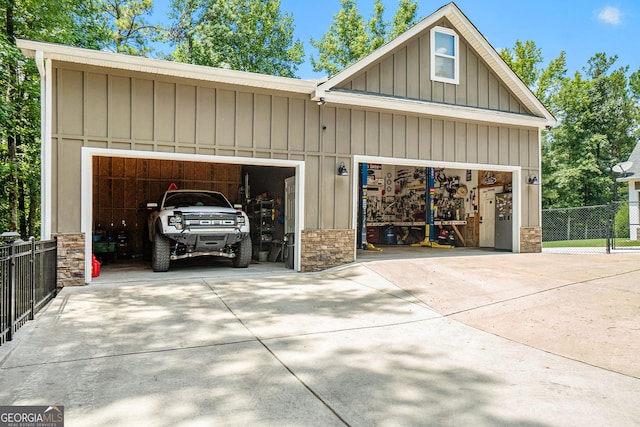 view of garage