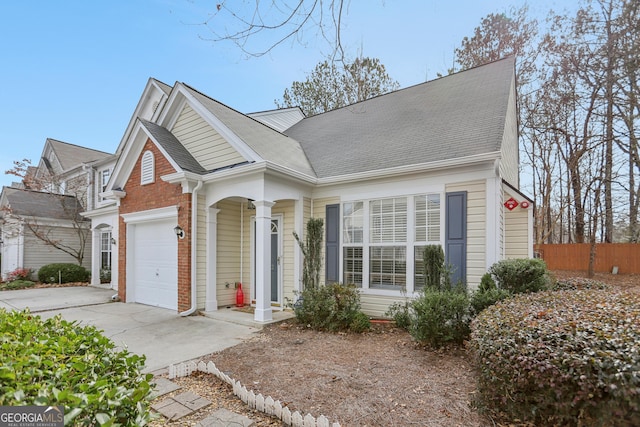 view of front of house with a garage