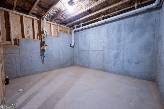 view of unfinished basement