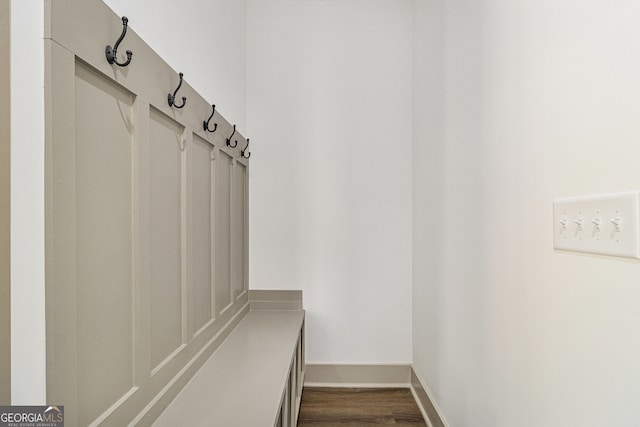 mudroom with hardwood / wood-style flooring