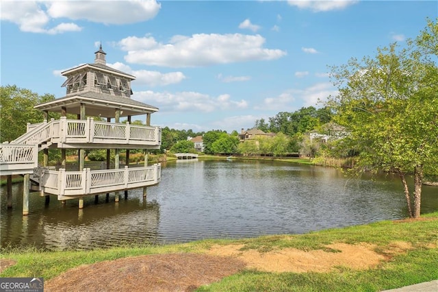 dock area featuring a water view