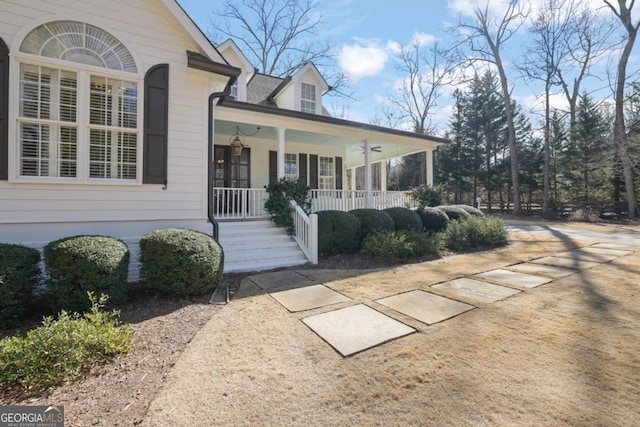 exterior space with covered porch