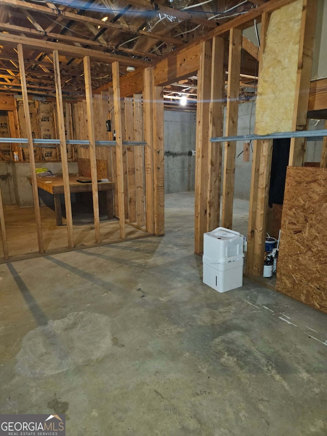 view of unfinished basement